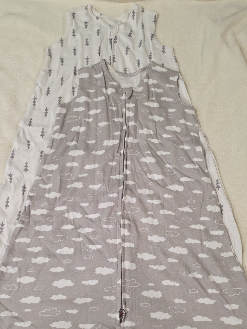 Gray and White Cloud Print Sleep Sack Duo
